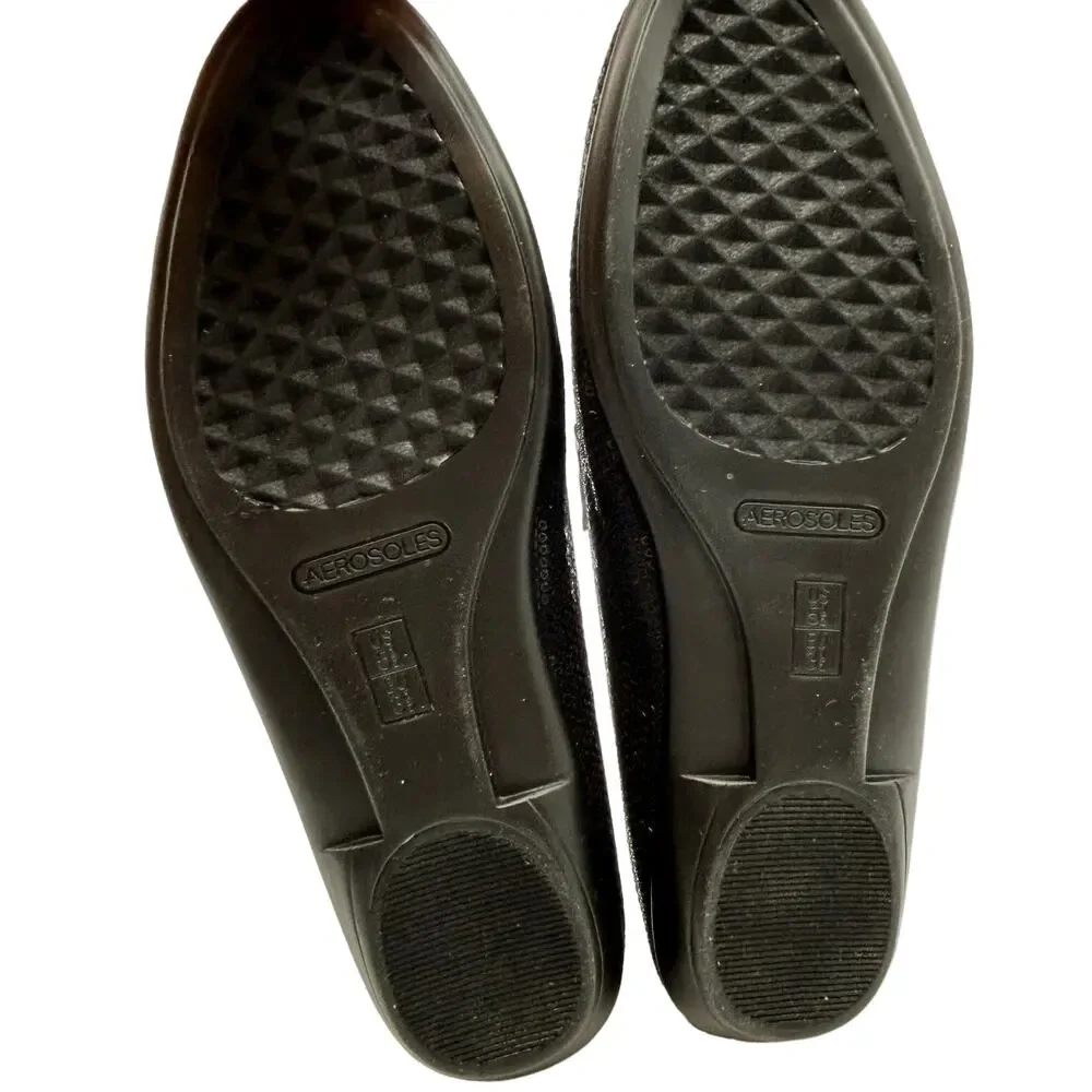 New Sequin Aerosoles Betunia Black Smoking Loafer 5.5 Flats Comfort Costume NIB